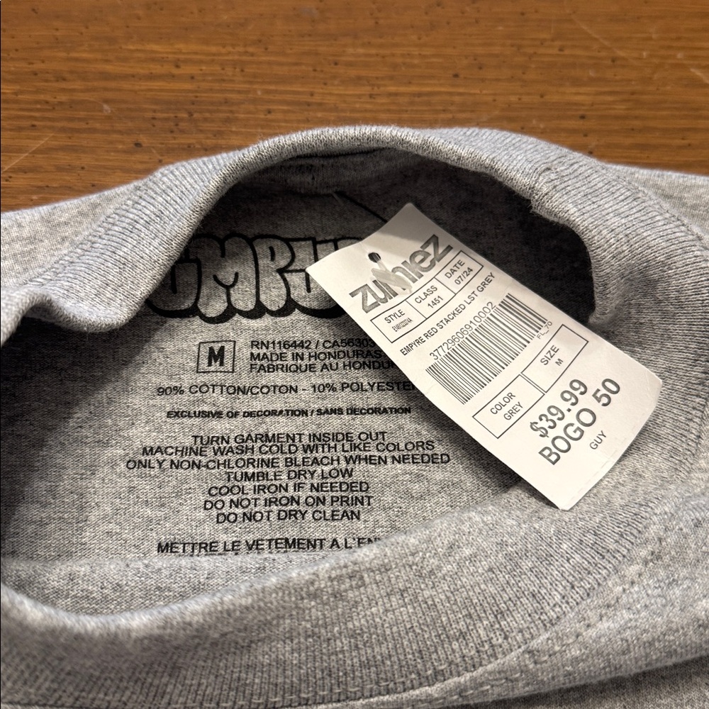Empyre Mens Size M Pullover T-Shirt Hammer Time Long Sleeve Pocket Gray NWT - Picture 6 of 9